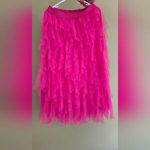 Anthropologie Vibrant Pink Asymmetrical Skirt